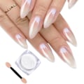 Miniatyrbild 5 av 5: Pärl Chrome Nagelpulver Nagellackspulver Transparent Is Aurora Vit Chrome Nagelpulver, Högglansig Spegeleffekt Pigment Glitter
