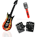 Miniatyrbillede 1 af 5: 3-pak Punk Rocker Party Kit - Handsker, Oppustelig Guitar og Mikrofontilbehør til Fester