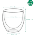 Miniatyrbilde 5 av 5: 4 stk. Dobbeltveggede Kopper Glass Krus, Klare Dobbeltveggede Kaffekopper, Dobbeltvegget, Cappuccino, Latte og Isolert (250ml) 4pc