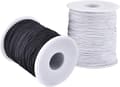 Elastisk tråd til armbånd, 2 ruller 1 mm robust strækbar elastiksnor til smykkefremstilling, halskæder, perlesnor sort og hvid Black and White