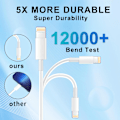Miniatyrbillede 3 af 5: iPhone Opladerkabel Lang 2 Meter Lightning Kabel Hurtig Opladningsledning Høj Hastighed Data Synkronisering USB Kabel