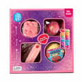 4-delad rosa Squishy Fun Box, blandade dessert- och glitter-sensoriska stressavlastningsleksaker i presentförpackning med fönster
