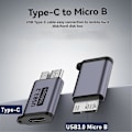 Miniatyrbild 2 av 5: 2st Micro-B Hane till Typ C Hona Adapter Typ-C USB3.0 Micro-B Kontakt för Extern Hårddisk HDD Kabeladapter