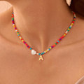 Miniatyrbilde 5 av 5: Fargerike Perlekjede med Initialer for Jenter Valentinsdagsgaver - Søtt Choker Initialkjede Smykker for Jenter Gaver Trendy Bursdagsgaver S
