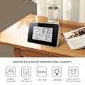 Miniatyrbild 2 av 5: Trådlös väderstation med utomhussensor, bakgrundsbelyst LCD digital termometer hygrometer för inom- och utomhusbruk