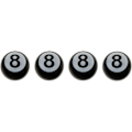 Miniatyrbillede 1 af 5: Sorte 8 Ball Dæk Hjul Fælg Ventil Hætter Støvhætter (4 stk.) Universal til Biler, SUV'er, Cykler, Motorcykler, Lastbiler