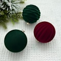 Miniatyrbillede 4 af 5: Fløjlsjulepynt 12 stk 3,1 tommer Store Julekugler Ubrækkelige Kugler Julekuglepynt Dark green