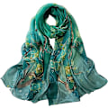 Miniatyrbild 1 av 4: BLURBE Chiffon-sjal för kvinnor - Dam Scarves Lättvikts Blommigt Tryckt Chiffon Scarves Sjal och Wraps för Kvinnor Vår Höst