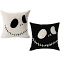 Miniatyrbild 1 av 5: Nightmare Before Christmas Bomull Linne Kvadratisk Kuddfodral Dekorativt Kuddfodral Kuddfodral för Soffa 18\"X18\" Halloween Överkast