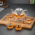 Miniatyrbillede 3 af 4: Glastekande med rustfrit stål infuser & låg, Borosilikatglas tekande, der er sikker til komfur, blomstrende & løse teblade tekander, 800 ml