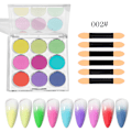 Miniatyrbilde 1 av 5: Neglepulversett, Gradient Neglepulver, Flerfargede Neglekunstpulver, 9 Farger Sett Krom Negleglitter, DIY Skinnende Magisk Speilfinish Gradient Negle color 4