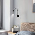 Miniatyrbillede 5 af 5: Sort 3W Væglæselampe, Fleksibel Justerbar Hals Aluminium Skrivebordslampe, Øjenbeskyttende LED Sengelampe med Kontakt