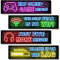Miniatyrbilde 1 av 5: 4 stk. trykte neon gaming-plakater, tenåringsgutterom dekorasjoner, gamer veggkunst dekor for soverom i tre