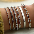 Miniatyrbillede 2 af 2: Stk. Kædearmbånd til Kvinder Rustfrit Stål Armbånd, Simple Twist Kædearmbånd, Armbåndssæt Sølvarmbånd
