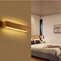Miniatyrbillede 4 af 5: LED Væglampe Indendørs Belysning Træ Væglampe Varmt Lys Lampe til Soveværelse Stue Kontor Gang (35cm)