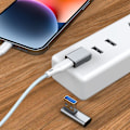 Miniatyrbild 3 av 5: 90 Graders USB till USB C Adapter USB3.0 Hane till Typ-C Hona Konverter Laddningsadapter Stödjer Dataöverföring & Laddning Grey up