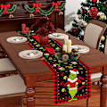 Miniatyrbild 2 av 4: Linneduk Röd Jul Bordslöpare God Jul Bordsduk Jul Jul Buffalo Plaid Check Vinter Semester Hem Kök Matrum 13x72”