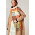 Miniatyrbillede 2 af 3: Halstørklæder til Kvinder Vinter Tørklæder Tartan Wraps Lang Spinding Kvast Sjal Stola Damer Varmt Halstørklæde Orange&yellow
