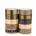 Miniatyrbillede 3 af 5: Sort Guld Washi Tape Sæt Glitter Washi Tape Dekorativ Klæbebånd Sticker til DIY Håndværk Scrapbooking 10 Ruller
