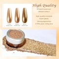 Miniatyrbild 3 av 5: Krom Nagelpulver Spegeleffekt Metalliskt Damm Holografiskt Glitter Glaserad Manikyr Dekoration Reflekterande Pigment för DIY Guld