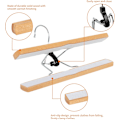 Miniatyrbillede 4 af 5: Sporløs Klemme JK Nederdel Skole Soveværelse Opbevaring Massiv Træ Bukse Klemme Anti-Slip, 10 Stykker, Naturlig, 25 x 2.7 x 16.5 cm