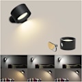 Miniatyrbillede 1 af 4: LED Væglampe med 360° Justerbar Belysning, 3 Lysstyrkeniveauer, Touch Kontrol, Vægmonteret Lampe - 1 stk. Sort