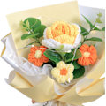 Miniatyrbillede 3 af 5: Hæklet Blomsterbuket Rose Håndvævet Buket Bordpynt Alsidig Ornament Strikkede Blomster Kunstige Blomster Buket Style 3