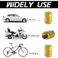 Miniatyrbillede 3 af 5: Bildæk Ventilhætter, 12 stk. Lufthætter, Universal til Biler, SUV'er, Cykler, Lastbiler og Motorcykler gold