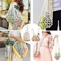 Miniatyrbilde 3 av 3: 2 stk. handlepose i nett, String Bag, Nettpose Fruktposer, Gjenbrukbare Nett String Shopping Bags Beige
