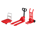 Miniatyrbild 1 av 5: Miniatyrdockhustillbehör Plattformvagn Gaffeltruck Handvagn Set Dockhusscen Ornament Mini Platt Vagn Palltruck Dolly Simula red