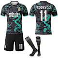 Miniatyrbillede 1 af 2: 25-26 Real Madrid CF Sort Grøn Farve Special Edition NO.11 RODRYGO Sæt med Trøjer Børn Voksen Fodboldudstyr med Sokker NO.11 26