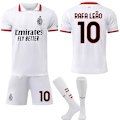 Miniatyrbillede 1 af 2: 24-25 A.C. Milan Udebanetrøje NR. 10 Rafael Leão Trøjer Børn Voksen Fodboldudstyr med Sokker NO.10 20