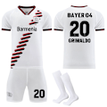 Miniatyrbild 1 av 2: 23-24 Bayer 04 Leverkusen Borta Fotbollströjor Barn Vuxen Fotbollsutrustning NO.20 GRIMALDO 24