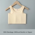 Miniatyrbillede 1 af 4: Kvinde flad brystbinder med bandage pullover halv længde korset tank top transboy lesbisk trans undertøj vest brystbinder Skin M