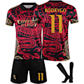Miniatyrbillede 1 af 2: 24-25 Real Madrid CF Dragon Jubilæumsudgave Sort Rød Træningstrøje NO.11 RODRYGO Trøjer Børn Voksen Fodboldudstyr med Sokker NO.11 20