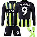 Miniatyrbilde 1 av 2: 24-25 Manchester City F.C. Langermet Bortedrakt NR.9 HAALAND Drakter Barn Voksen Fotballutstyr med Sokker NO.9 22