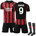 Miniatyrbillede 1 af 2: 25-26 A.C. Milan Hjemme NO.9 GIROUD Trøjer Børn Voksen Fodboldudstyr med Sokker NO.9 HOME 16