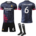 Miniatyrbillede 1 af 2: 24-25 Real Madrid Dragon Mønster Special Edition Sort Rød Trøje NR.6 CAMAVINGA Trøjer Børn Voksen Fodboldudstyr med Sokker NO.6 CAMAVINGA M