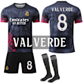 Miniatyrbillede 1 af 2: 24-25 Real Madrid Dragon Mønster Special Edition Sort Rød Trøje NR. 8 VALVERDE Trøjer Børn Voksen Fodboldudstyr med Sokker NO.8 VALVERDE XS