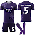 Miniatyrbillede 1 af 2: 24-25 Real Madrid CF Y3 Lilla No.5 BELLINGHAM Fodboldtrøjer Børn Voksen Fodboldudstyr 24