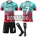 Miniatyrbillede 1 af 2: 25-26 Real Madrid CF Gradvis Farve Special Edition NO.7 RONALDO Sæt med Trøjer Børn Voksen Fodboldudstyr med Sokker NO.7 M