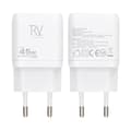 Rvelon USB C Väggladdare 45W GaN Dubbel Port- Vit