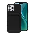 iPhone 16 Pro Silicone Case with Card Holder - Black