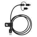Miniatyrbild 2 av 3: Deltaco 3-i-1 tygklädd USB-synk/laddarkabel, 1m - Svart