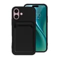 iPhone 16 Silicone Mobile Case with Card Holder - Black