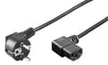 Power cable 1.5m, angled connector - Black