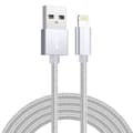 SiGN USB-A to Lightning Cable, 2.1A, 2m, Nylon - Silver