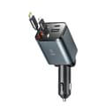 SiGN 4-in-1 Car Charger 45W with Retractable USB-C/Lightning Cables - Black