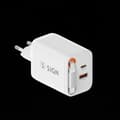 SiGN GaN Fast Charger USB-C/USB-A 65W with extendable USB-C cable - White