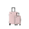 Miniatyrbild 1 av 11: Set med 2 Eternitive E3 resväskor / TSA kombinationslås / storlek S + L / färg rosa / kabinväska med extra ficka och USB-C- och USB-A-port / 360° svän